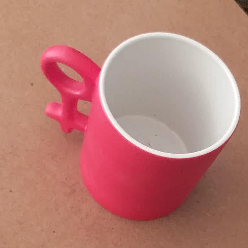 热转印涂层变色杯 日式 卡通手柄 红色 黑色 魔术杯