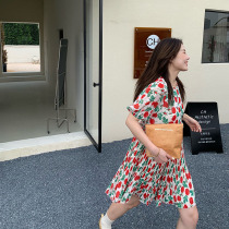 Little La 1937 Rose Floral Pleated Large Skirt Jennie Same Dress 2021 Summer Fairy Dress