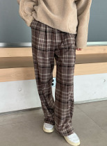 Small draw 1937 slim high waist wear plate pants lady pants casual straight pants