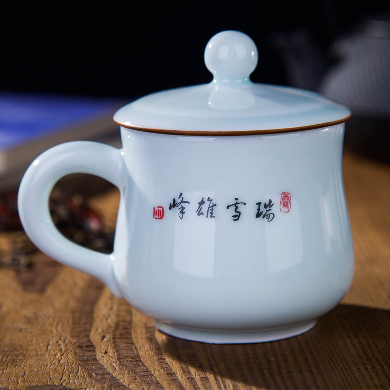 DE farce auspicious new braking the jingdezhen ceramic cups with cover small tea cup of office