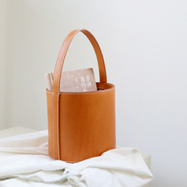 Day Style Retro original handmade buckets Covered Tannins Leather Skew Satchel Fashion Artistic Buffalo Leather Handbag single shoulder womens bag