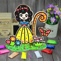 3D three-dimensional wooden snowflake clay painting Pearl mud clay painting Children diy handmade girl eva sticky painting filling color