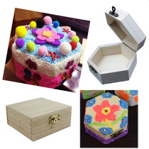 Children DIY handmade pearl mud snowflake mould wooden hexagon jewelry box clay mud wooden accessories