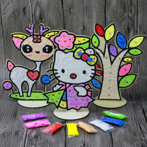 Large childrens snowflake mud painting Pearl mud painting clay painting diy hand-made color painting Three-dimensional wooden stick stick painting