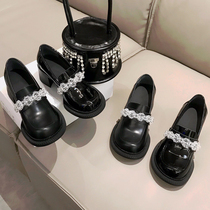 2021 summer thin Mary Jane shoes British style black small leather shoes big toe shoes block heel JK shoes high heel single shoe