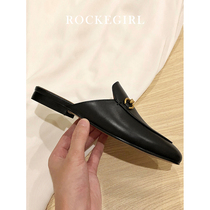 (Locke girl) lazy head half slippers female outside wearing Xia Mule shoes British style net red cool drag half tos shoes