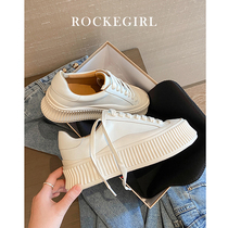 (Locke Girl) 2022 small white shoes fall winter new style high-rise biscuit shoes womens thick-soled sports casual board shoes
