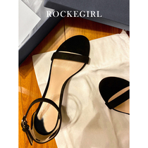 2022 new spring summer high heels sw leather black low heels mid heel block heel with sandals for women