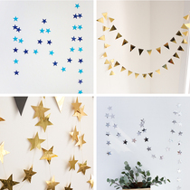4 meters paper Star pull flower wave ball hanging ornaments wedding childrens birthday decoration arrangement five-pointed star paper pull flower