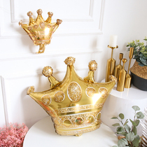 Girlfriend adult birthday arrangement scene decoration Golden Crown aluminum film balloon room party decoration supplies