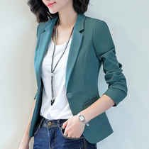 Green blazer women autumn 2021 new small man long sleeve short spring and autumn temperament professional suit top