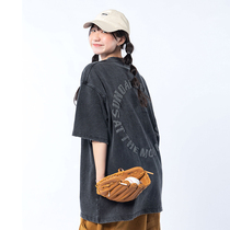 CTB Beer Captain Weighs up to Ancient Sparkling Alphabet Printed Short Sleeve T-shirt Man Made Old American High Street Half Sleeve BF