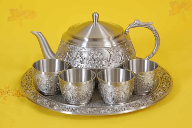 泰国东方锡器锡茶具套装tp33 泰国工艺品商务中秋节实用礼品家居