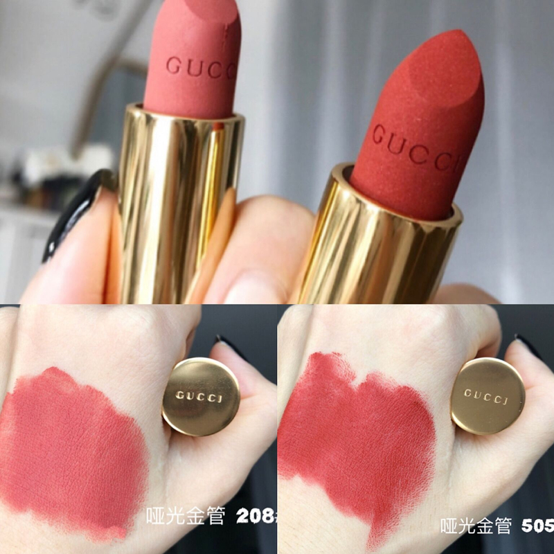gucci208古驰哑光碎花金管504口红