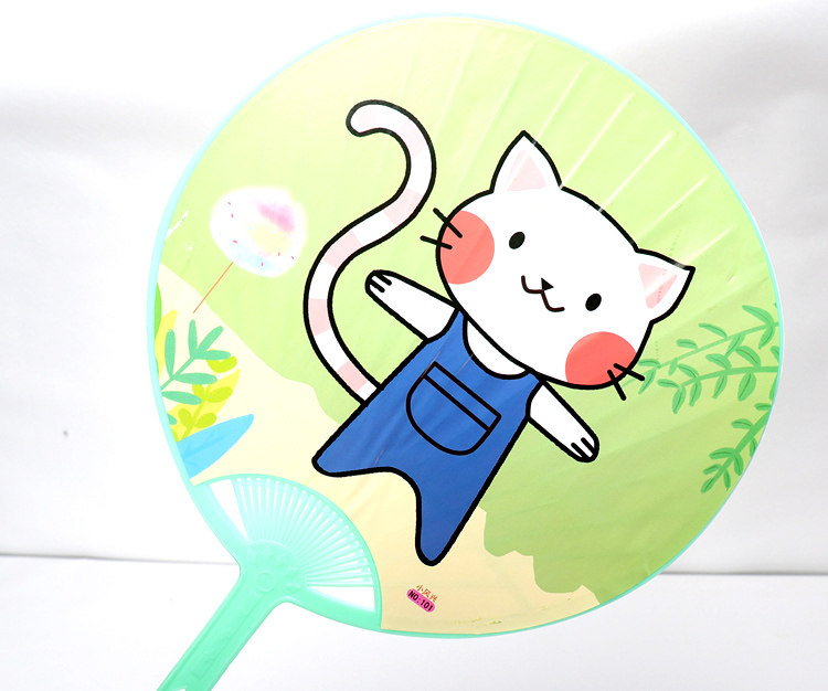 大号折叠扇子韩版团扇可爱卡通夏天学生儿童塑料随身大圆扇幼儿园