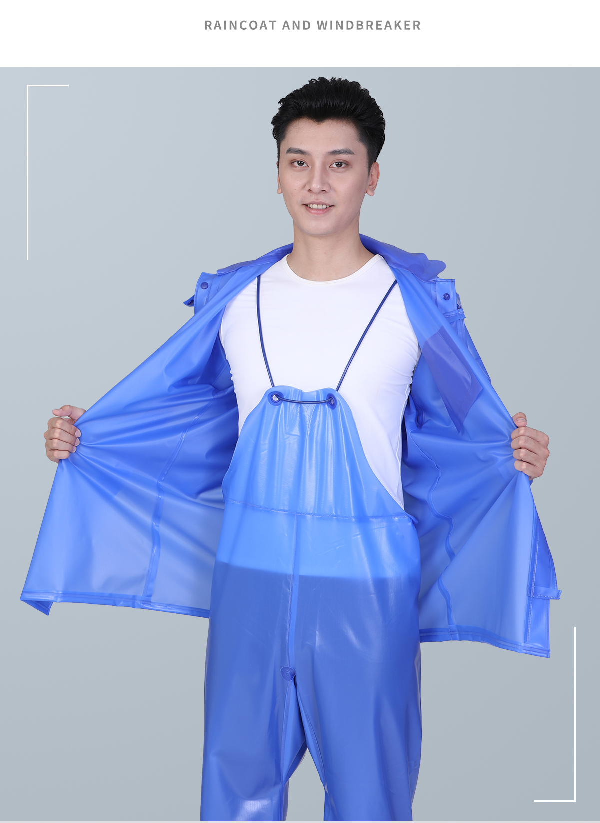 大渔厂渔友牌渔民背带雨衣牛筋加厚分体雨衣雨裤套装男防水雨裤