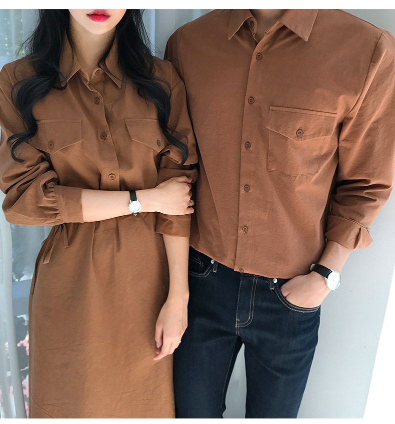 情侣装春秋装2018新款韩版女加厚长袖连衣裙