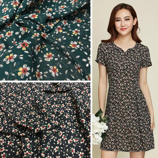 清新碎花雪纺布料面料韩版超垂衣服连衣裙长裙衬衫夏季女不皱