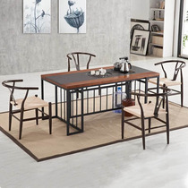 New Chinese Style Iron Solid Wood Tea Table Tea Table Customer Office Tea Table