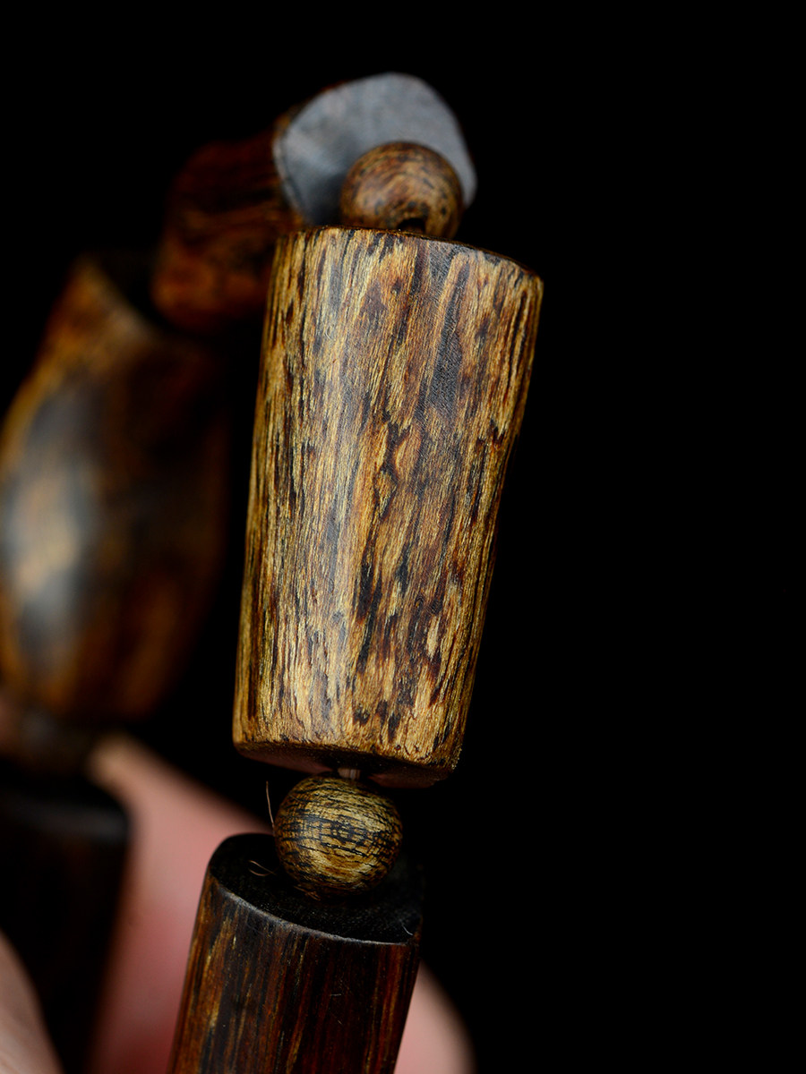 高端霸气 越南惠安老料沉水随形沉香手串10mm 保真原切桶珠男手链