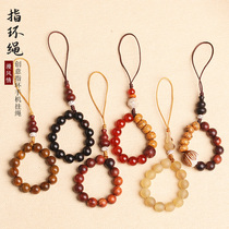 Creative sandalwood ring mobile phone hanging chain short key pendant men and women U-disclosure anti-loss of Chinese wind