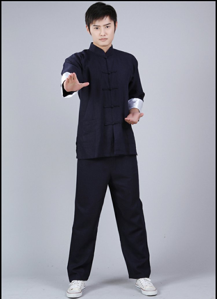 唐装 功夫衫 叶问同款咏春太极中国风马褂棉麻青年套装 李小龙