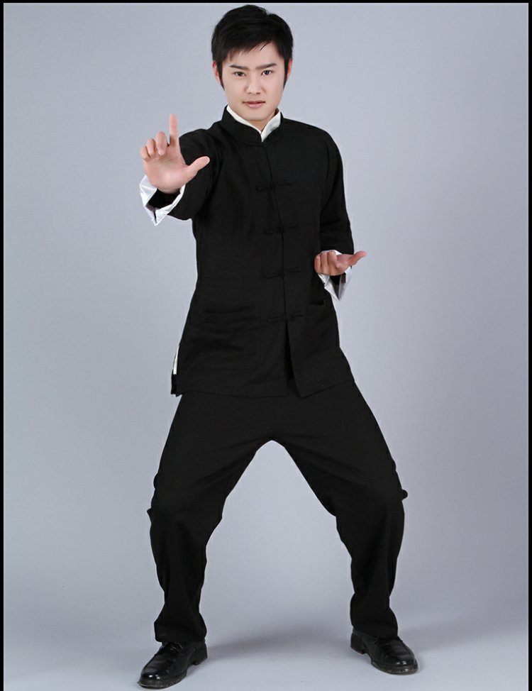 唐装 功夫衫 叶问同款咏春太极中国风马褂棉麻青年套装 李小龙