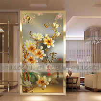 Shanghai art glass partition carved glass porch modern Chinese carved glass screen glass background wall