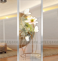 Art glass carved living room partition porch screen background wall tempered carved frosted simple elegant lotus