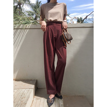 Thin lace-up suit pants womens port flavor retro 2021 summer new high waist slim wide legs long pants tide tide