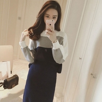 SANDRO moscoloni sweater knitted dress two-piece set Foreign Air Age spring and autumn 2021 New Korean version