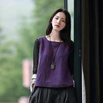 (Dream Cloud) Original Xiangyu Yu 'er Xiangyun yarn patchwork georgette yarn pullover Chinese style summer silk t-shirt women