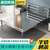 304 stainless steel bed bedroom 1 2 m 1 5 m 1 8 m single modern minimal iron double bed with bed plate