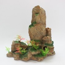 Fish Tank Adornment Aquarium Building View Size Resin Multi-Hole Hollow False Hill Pendulum can shuttle from