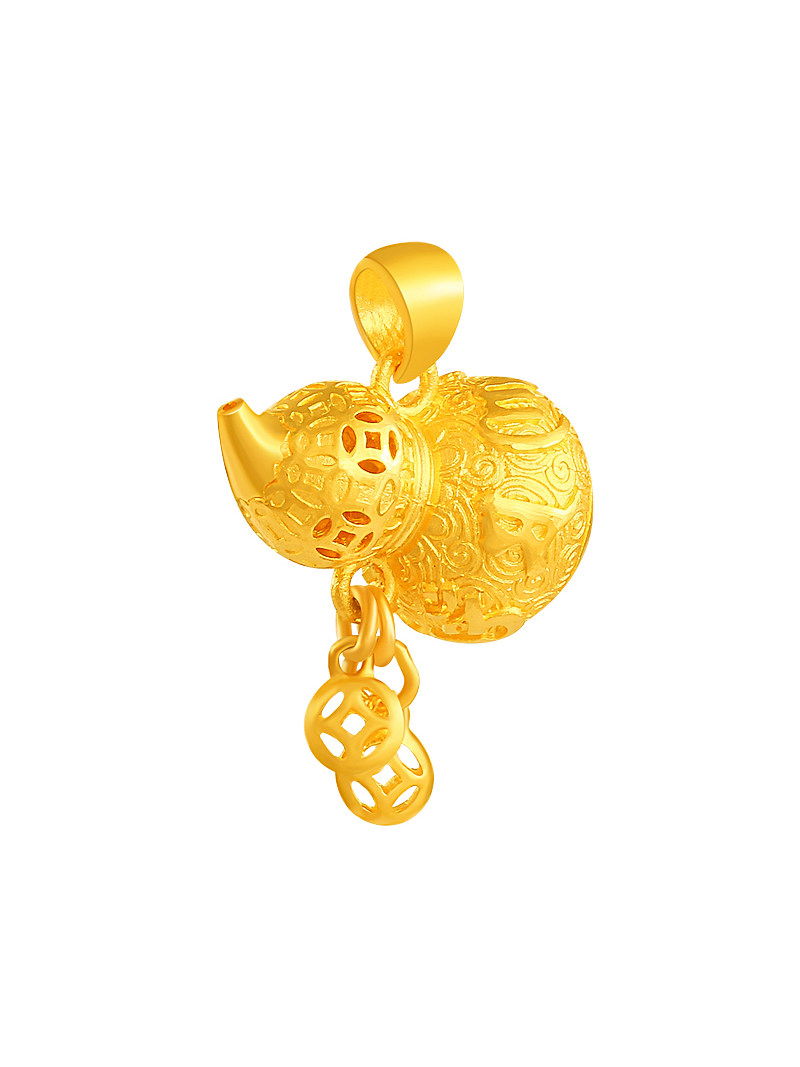 菜百 葫芦足金吊坠-花时美