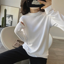 Giant recommended autumn and winter self-heating brushed half turtleneck white bottoming shirt womens new thickened long-sleeved t-shirt