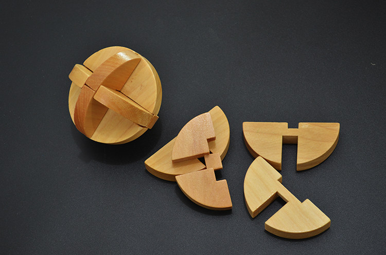 木质6块鲁班球 成人益智玩具 古典玩具 孔明锁 鲁班锁 拆装玩具