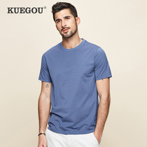 Kuegou smooth comfort Modale cotton short sleeve t-shirt men practiced pure color round-collar elastic tide 5939