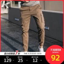  Cool clothes purchase mens multi-pocket overalls mens casual pants slim-fit pants mens trousers leggings 2918