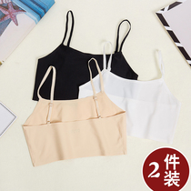 Summer anti-light sling sling chest girl no trace Ice Silk inside with bottom wrap chest white beautiful back thin vest