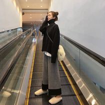 Pregnant women in autumn and winter 2019 new outer wear loose tube trousers thickened during winter pregnancy