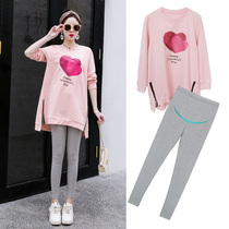 2020 fashion new maternity clothes spring suit wear Foreign style T-shirt belly leggings spring two-piece set tide