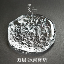 Iwen ceramic glazed glass coaster Cup cushion heat insulation mat Japanese tea ceremony kung fu tea set accessories cup holder