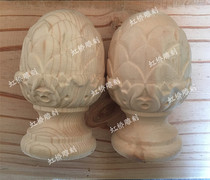 Dongyang wood carving solid wood ball stigmata Lotus wood carving car cabinet accessories Covered bridge lathe stigmata Home accessories Pineapple head