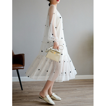 Ron original mesh polka dot dress spring 2020 new French vintage embroidery fairy skirt super fairy quality T