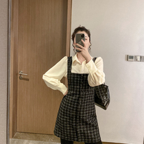 Ron original strap skirt womens autumn and winter dress 2019 new autumn suit two-piece skirt mid-length T