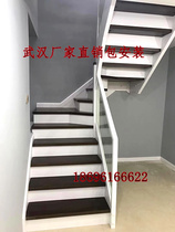 Wuhan factory direct double beam steel wood stair disc double beam project stair glass guardrail glass guardrail
