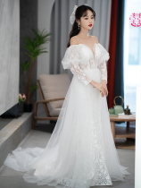 Bridal advanced main wedding dress French style elegance with a single shoulder out of the door veil 2022 new bandits Temperament Greeting Evening Dress