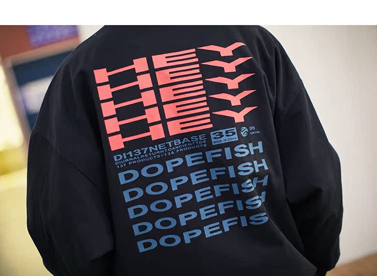 a233-p135 dope fish 背后字母印花三色宽松夹克