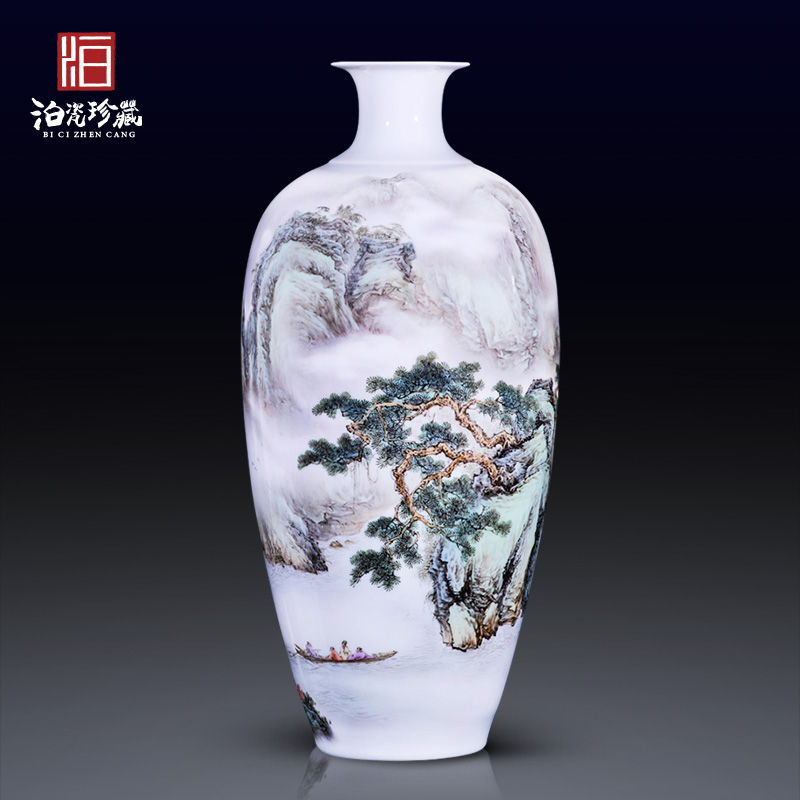 High - quality goods of jingdezhen ceramics hand - made heavy famille rose red cliff night cruise on the new Chinese style household adornment bottle vase furnishing articles